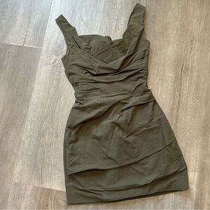 Mimii London Linen Blend Corset Structured Mini Dress‎ Green Size Xs Women’s